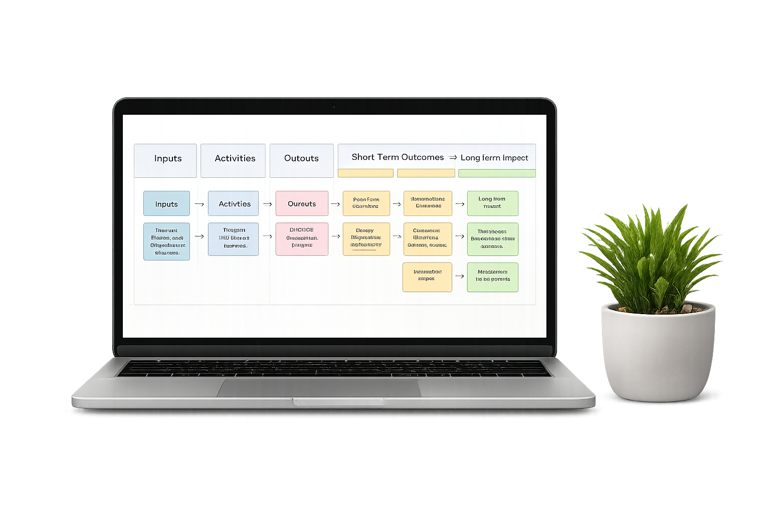 Laptop with logic model and plant
